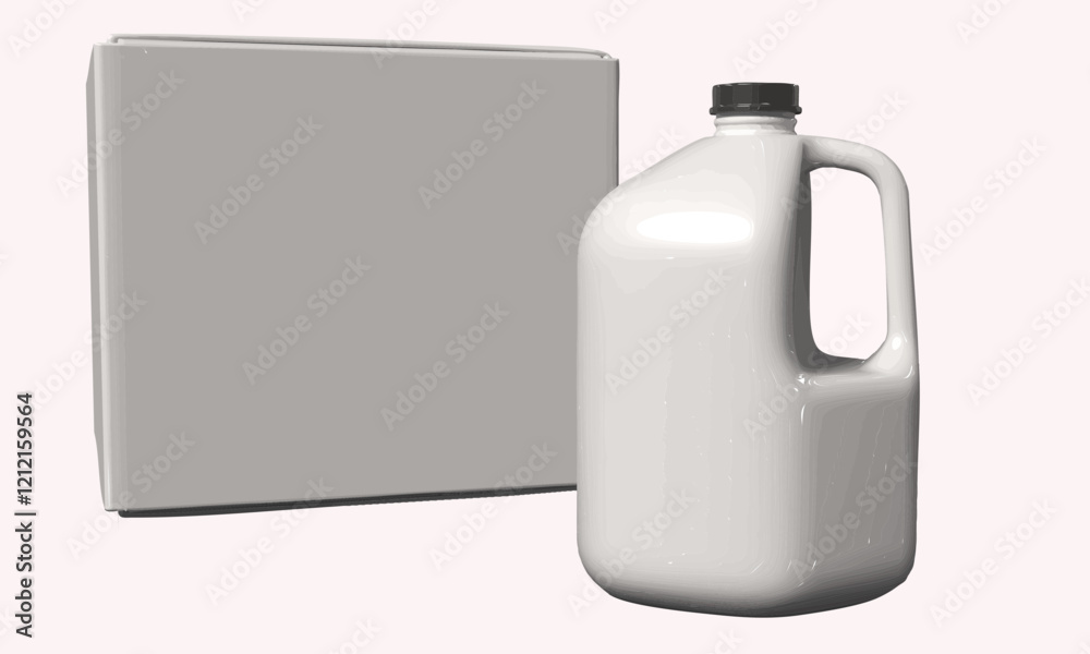 3D Cardboard Box and 3D Gallon Jug - White Background Isolated 3D Cardboard Box and 3D Gallon Jug - White Background Isolated