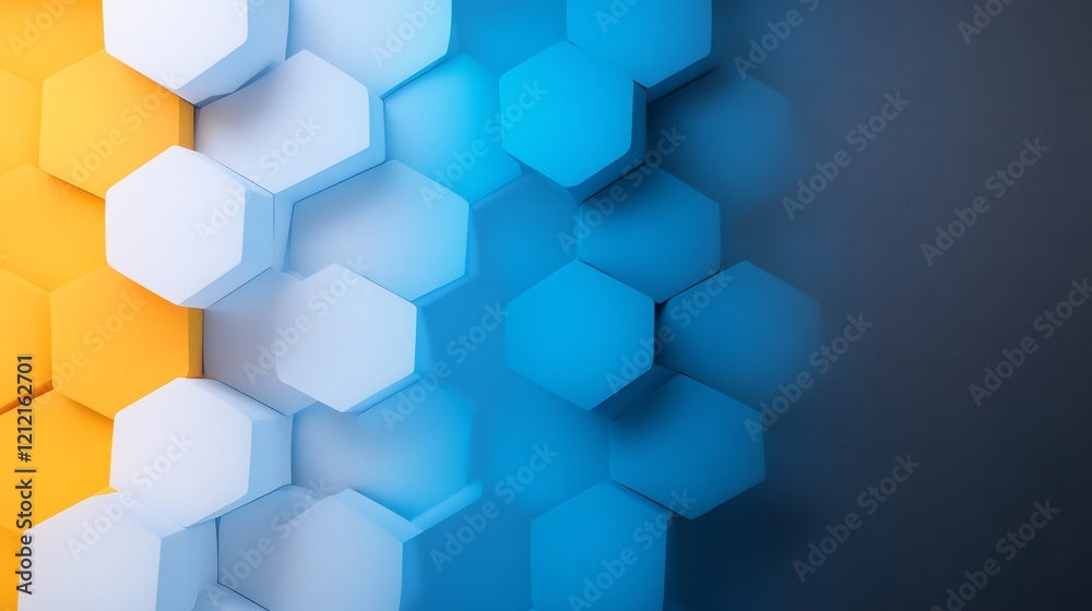 Abstract Hexagon Pattern Blue Orange Light. AI Generated Abstract Hexagon Pattern Blue Orange Light. AI Generated