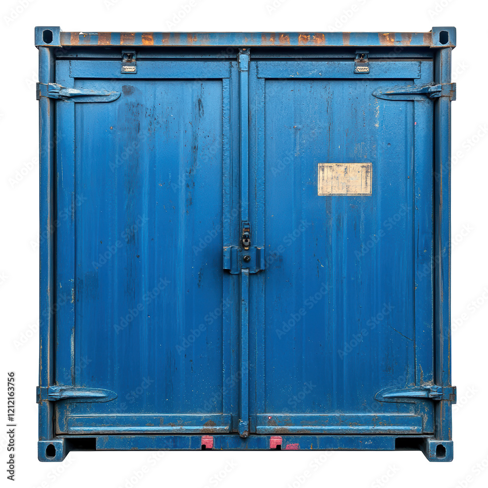 Isolated Blue Shipping Container Front Isolated Blue Shipping Container Front