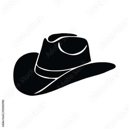 cowboy hat silhouette. cowboy hat isolated on white background. Vector illustration. cowboy hat illustration. hand drawn cowboy hat.