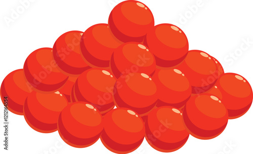 Small pile of red caviar resembling a mountain, offering a vibrant and appetizing culinary image
