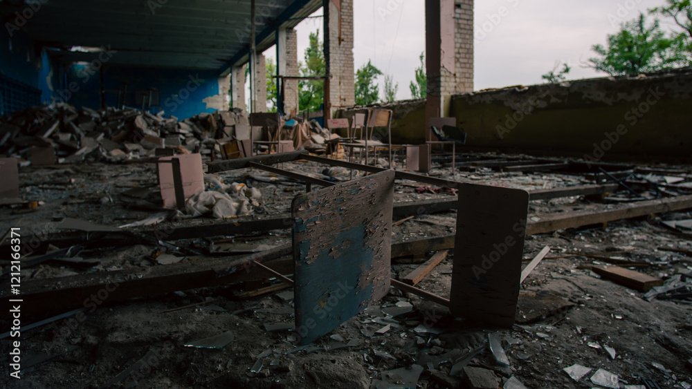 destroyed and burned houses in the city in Ukraine destroyed and burned houses in the city in Ukraine