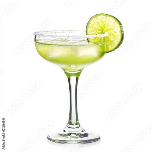 Wallpaper Mural A vibrant Margarita with salt rim and lime wedge, presented against an isolated white background, abstract art style Torontodigital.ca