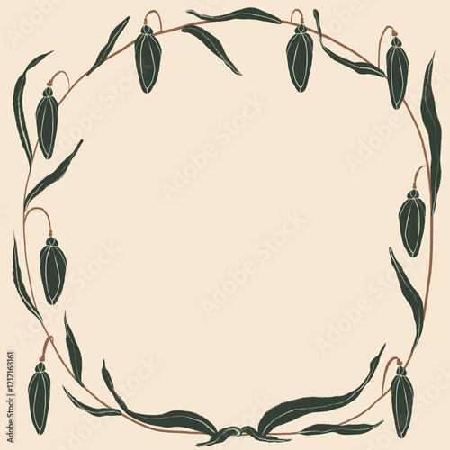 Elegant floral frame illustration in earthy tones photo