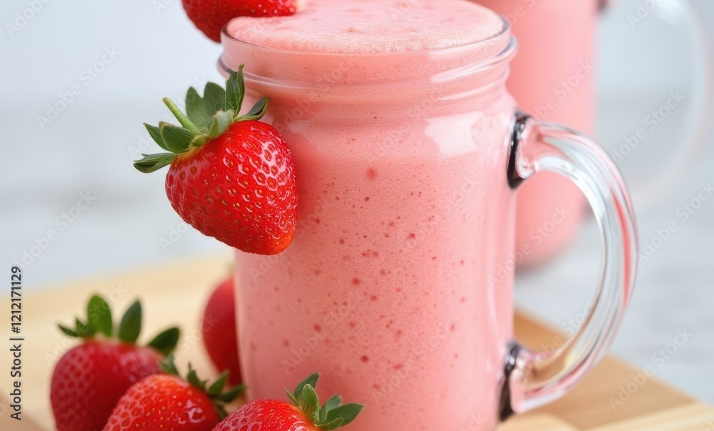 Refreshing pink strawberry smoothie drink Refreshing pink strawberry smoothie drink