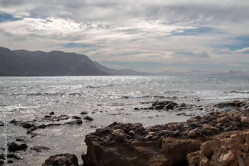 Cliffs of Lanzarote from La Graciosa, Spain Cliffs of Lanzarote from La Graciosa, Spain