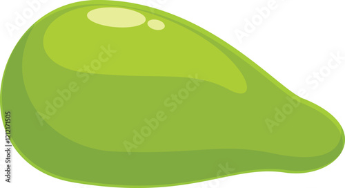 Cartoon illustration of a green avocado, representing healthy food and vegan or vegetarian lifestyle