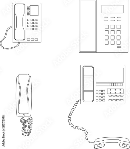 vector illustration design image silhouette household electronic device old classic vintage telephone cord 