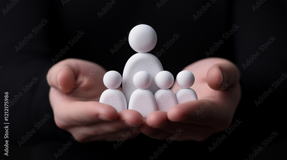 Protecting and Nurturing a Family Hands Holding Symbolic Family Figures Protecting and Nurturing a Family Hands Holding Symbolic Family Figures