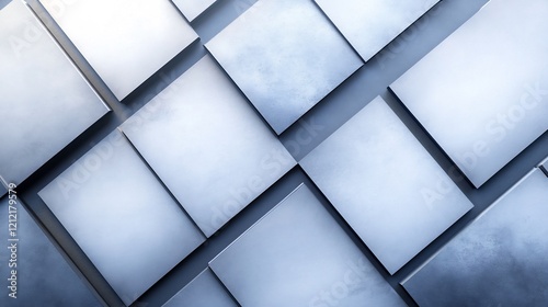 Abstract Metal Squares Cool Blue Geometric Pattern. AI Generated