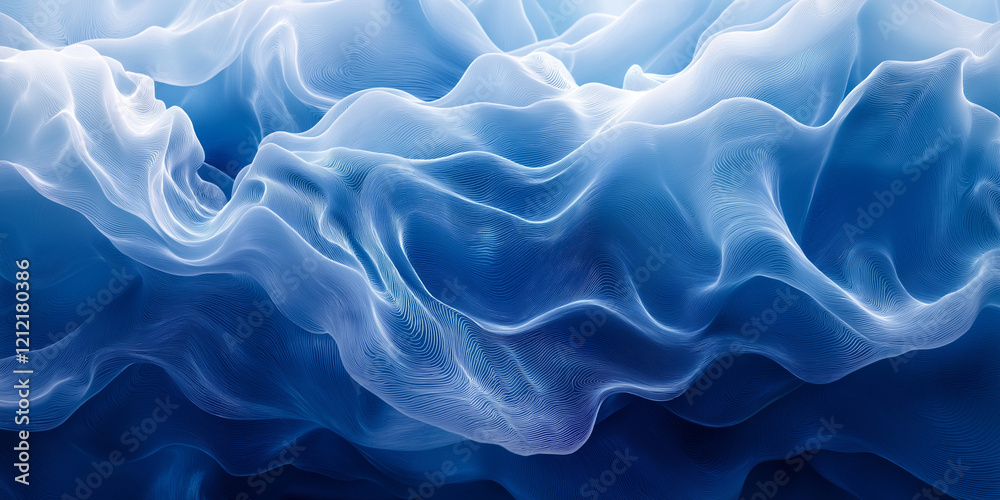 Obraz premium Flowing blue fabrics abstract art digital design calm environment close-up viewpoint fluidity concept