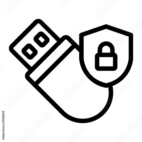 Flashdisk Web security Line Icon