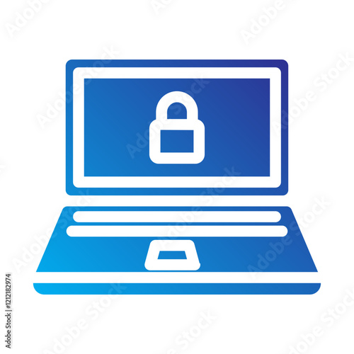 Laptop Web security Flat Gradient Icon