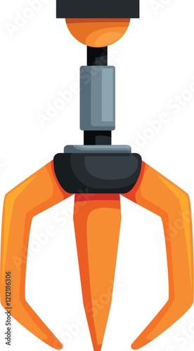 Orange and gray mechanical claw used for grabbing and manipulating objects in automated industrial processes