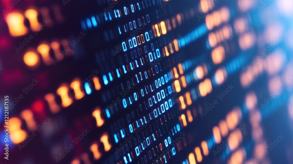 Motion blur applied to binary code for dynamic and immersive visuals.