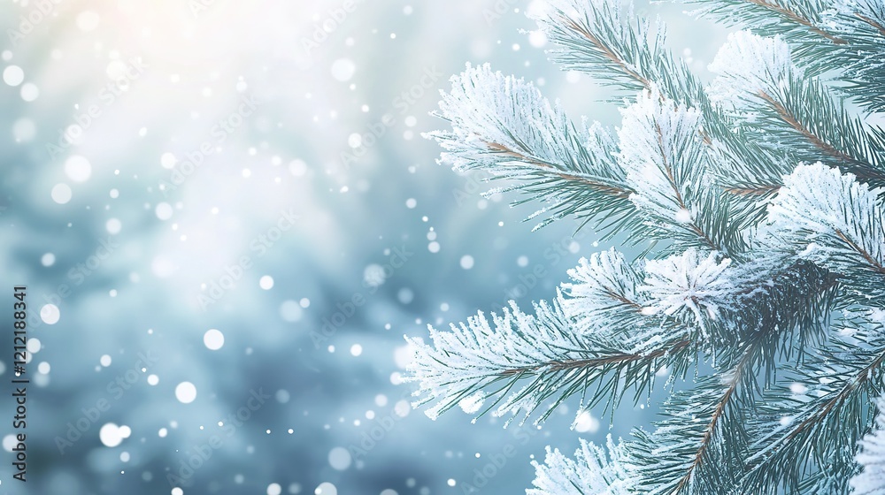 Nature Winter Background: Snow-Covered Tree Branches Creating a Serene and Frosty Landscape. Nature Winter Background: Snow-Covered Tree Branches Creating a Serene and Frosty Landscape.