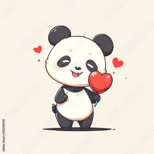 Adorable Panda with Heart Balloon: A Symbol of Love and Affection photo