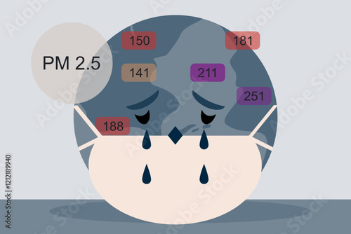 Crying earth with pm 2.5 bad pollution 