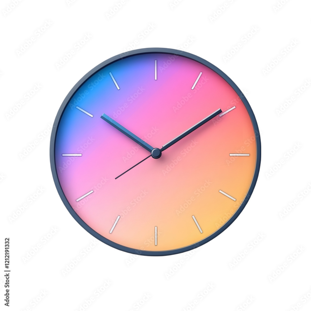 A modern clock with a gradient background and no numbers, isolated on white. A modern clock with a gradient background and no numbers, isolated on white.