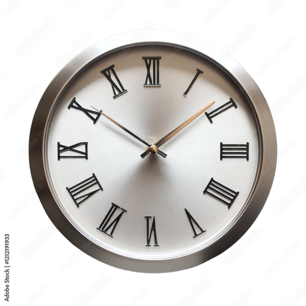 A simple wall clock with metallic accents and no markings, isolated on white. A simple wall clock with metallic accents and no markings, isolated on white.