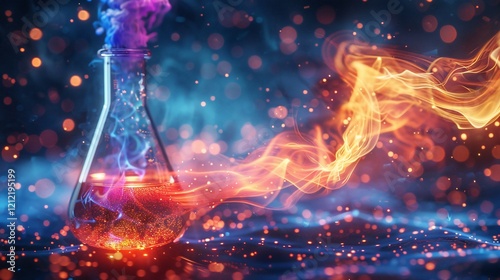 Mystical Elixir: A Fantasy Potion Brewing in a Glass Flask