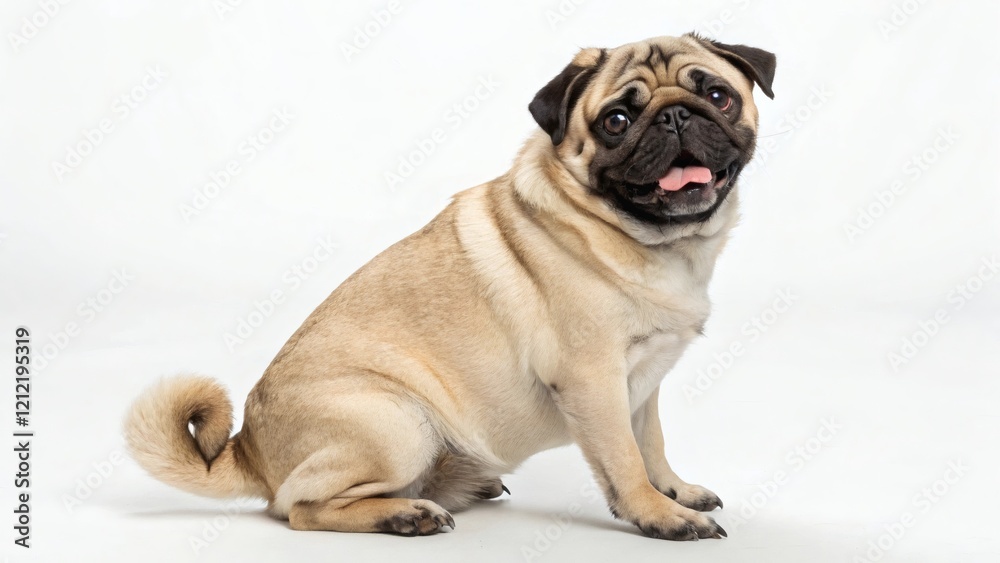 Obraz premium Pug dog on a white background