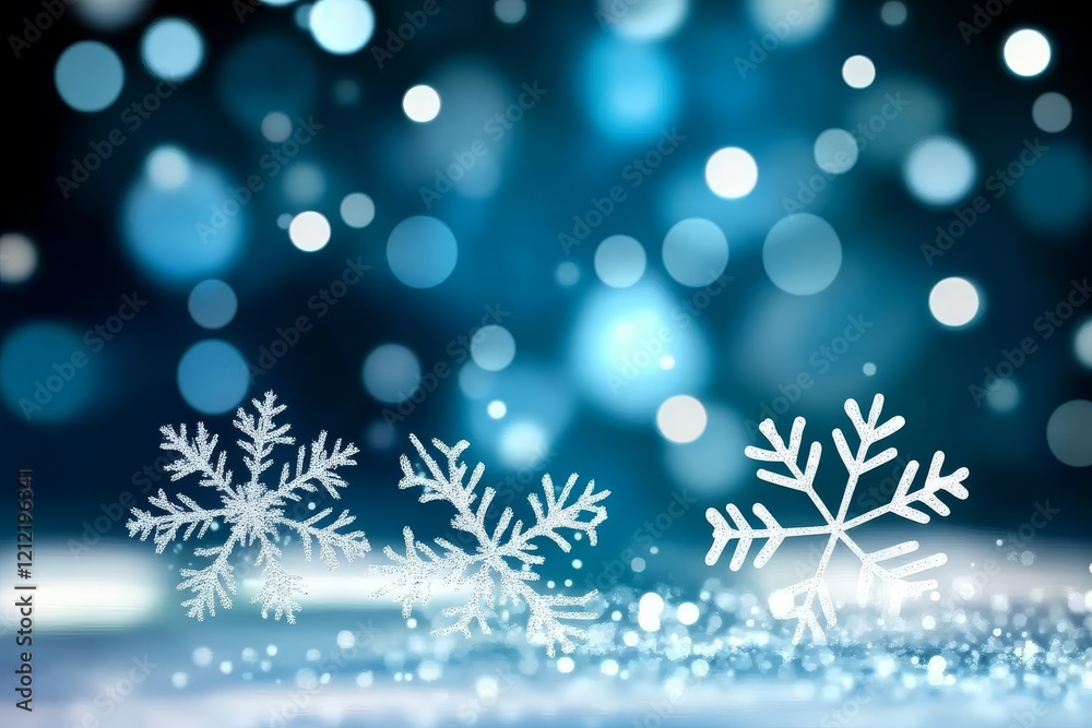 Magical scene of falling snowflakes amidst bokeh lights Magical scene of falling snowflakes amidst bokeh lights