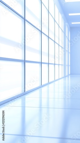 Brightly lit hallway showcases clean modern design. AI Generated
