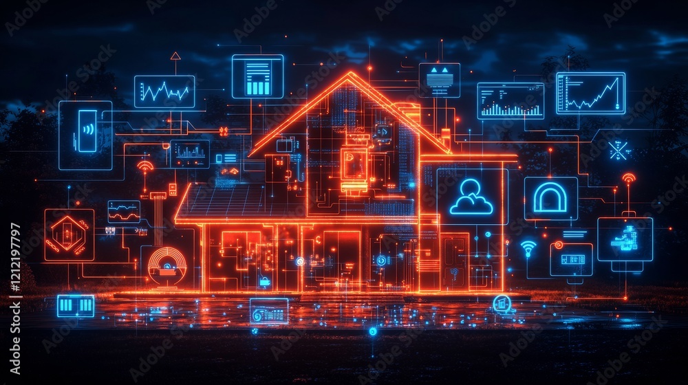 Fototapeta premium Exploring the Aesthetic of Neon Technology in Modern Interior Spaces of Homes