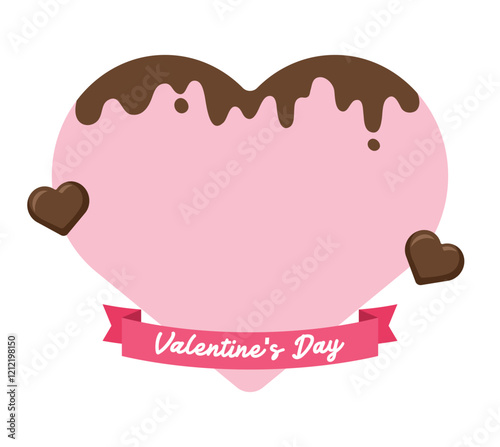 A banner illustration for 'Valentine's Day', a day when lovers give each other chocolates. Chocolate and heart shaped frame background.