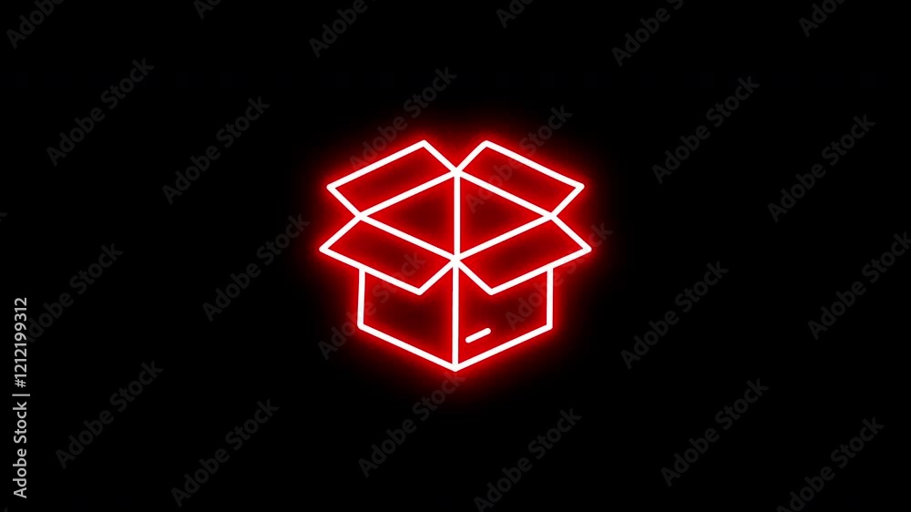 delivery box glowing neon icon animation. 4K motion animation. delivery box glowing neon icon animation. 4K motion animation.