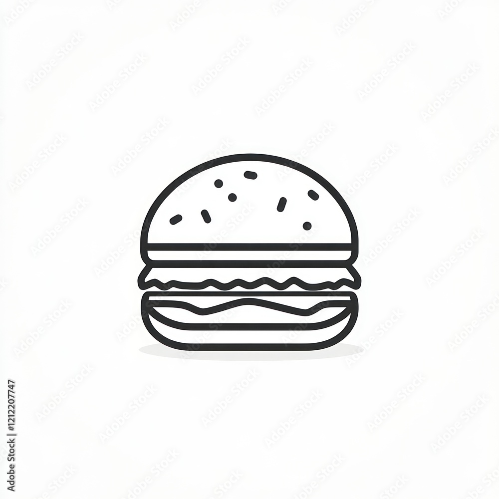 Simple outline drawing of a hamburger Simple outline drawing of a hamburger