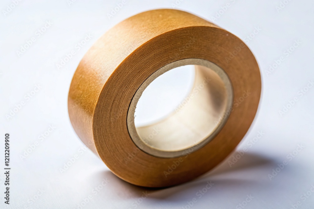 Close-up of Brown Masking Tape Roll on White Background for Crafts & DIY Projects Close-up of Brown Masking Tape Roll on White Background for Crafts & DIY Projects