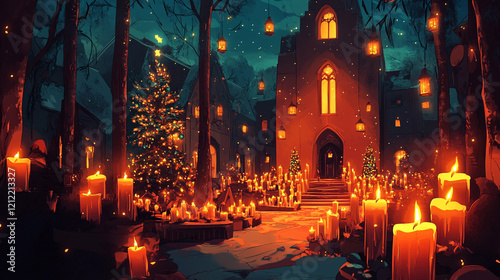 Celebrating Candlemas with candles and festive decorations in a winter setting photo