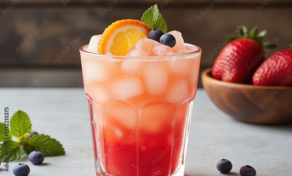 Refreshing summer drink with berries and mint Refreshing summer drink with berries and mint