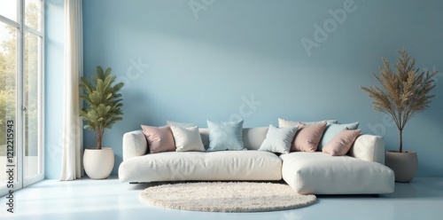Serene Living Room Interior Design with a Sectional Sofa and Stylish Decor