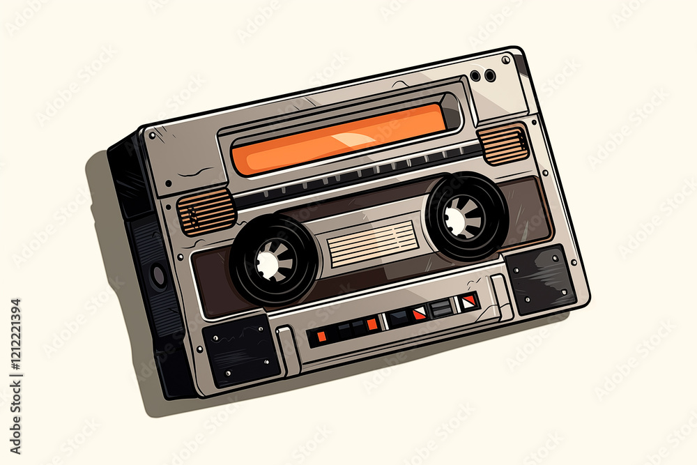 Obraz premium Illustration of retro cassette on a white background. Image created with AI
