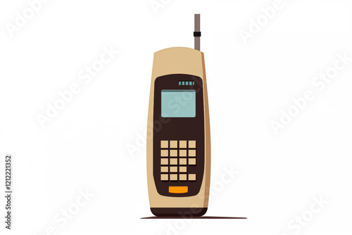 Illustration of brown old telephone on a white isolated background. Image created with AI photo