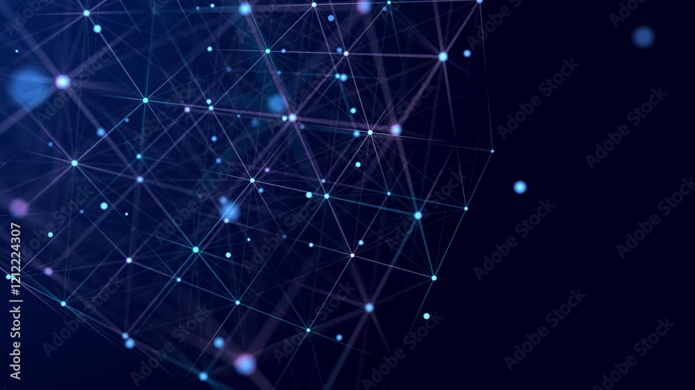 Information storage cells. Abstract background with dots and lines. Network connection structure. Big data digital background. 3D rendering.
