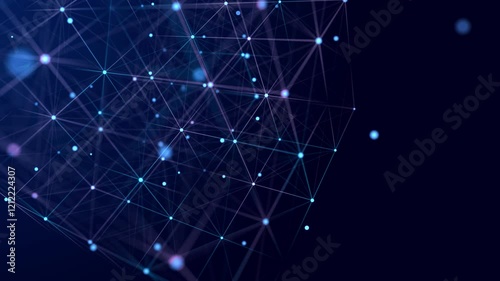 Information storage cells. Abstract background with dots and lines. Network connection structure. Big data digital background. 3D rendering.