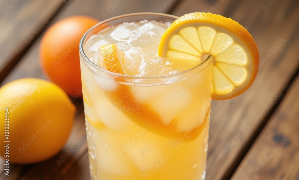 Refreshing citrus drink with ice and fruit Refreshing citrus drink with ice and fruit