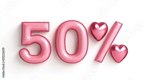 Pink 50 Percent Off Balloons Valentines Day Sale