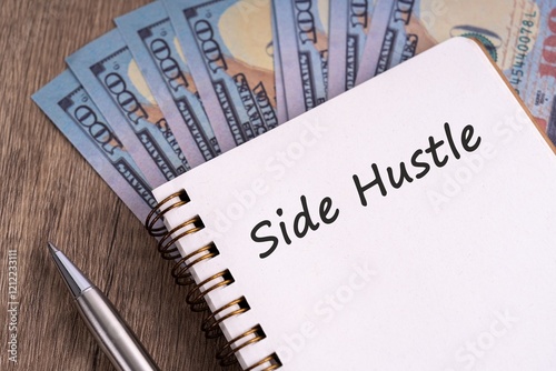 Side hustle text on note pad 