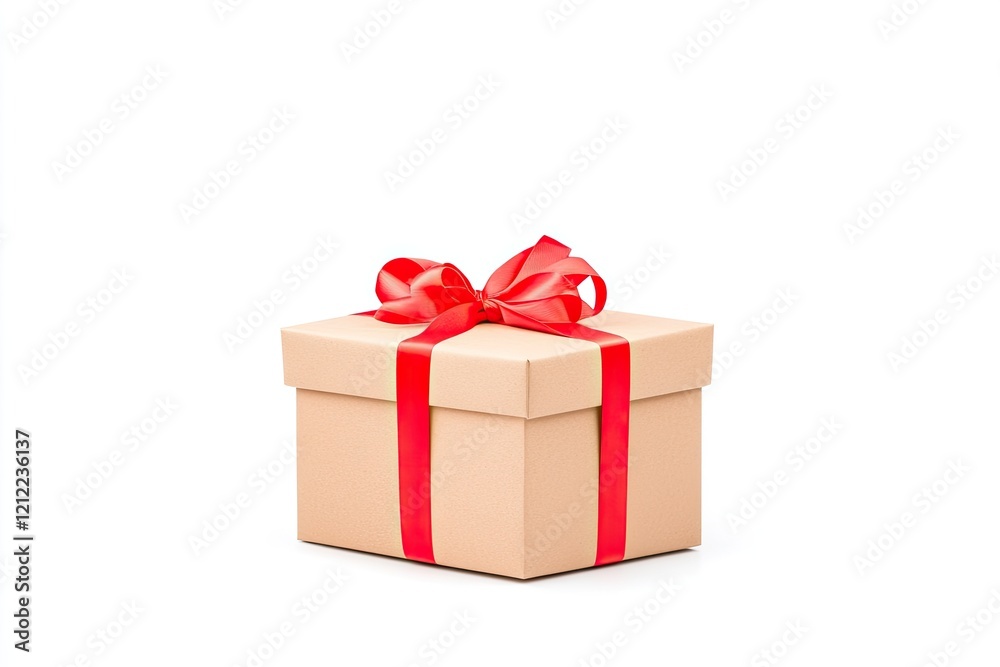 A beautifully wrapped gift box with a red ribbon, symbolizing celebration and joy A beautifully wrapped gift box with a red ribbon, symbolizing celebration and joy