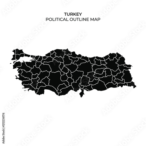 A clear outline map of Turkey displays its political divisions, highlighting different regions and boundaries. This visual serves as a useful reference for understanding the countrys geography.