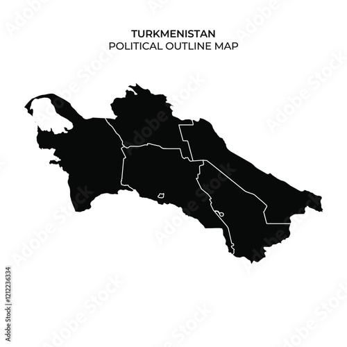 The outline map displays the political boundaries of Turkmenistan. Key regions and neighboring countries are represented in a clear, simplified format for educational purposes.
