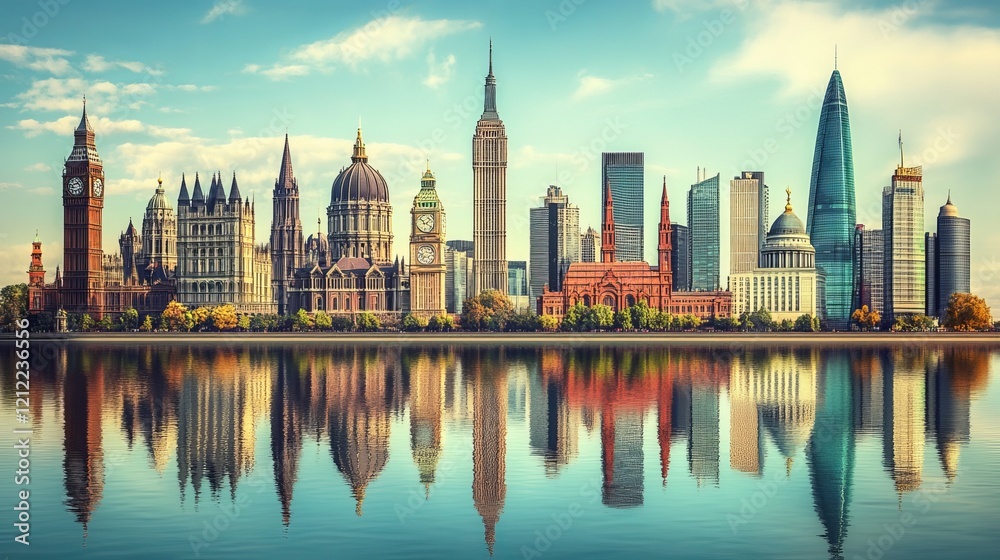 Obraz premium Breathtaking City Skyline of Frankfurt Germany at Dusk with Glimmering Lights and Majestic Architecture