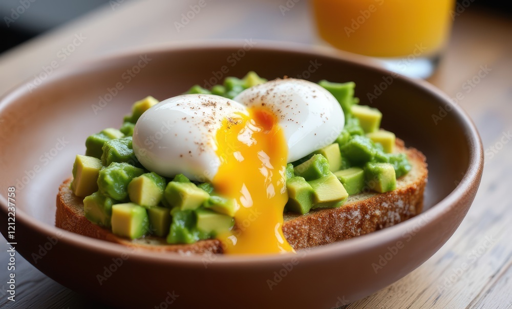 Delicious avocado toast with poached eggs Delicious avocado toast with poached eggs