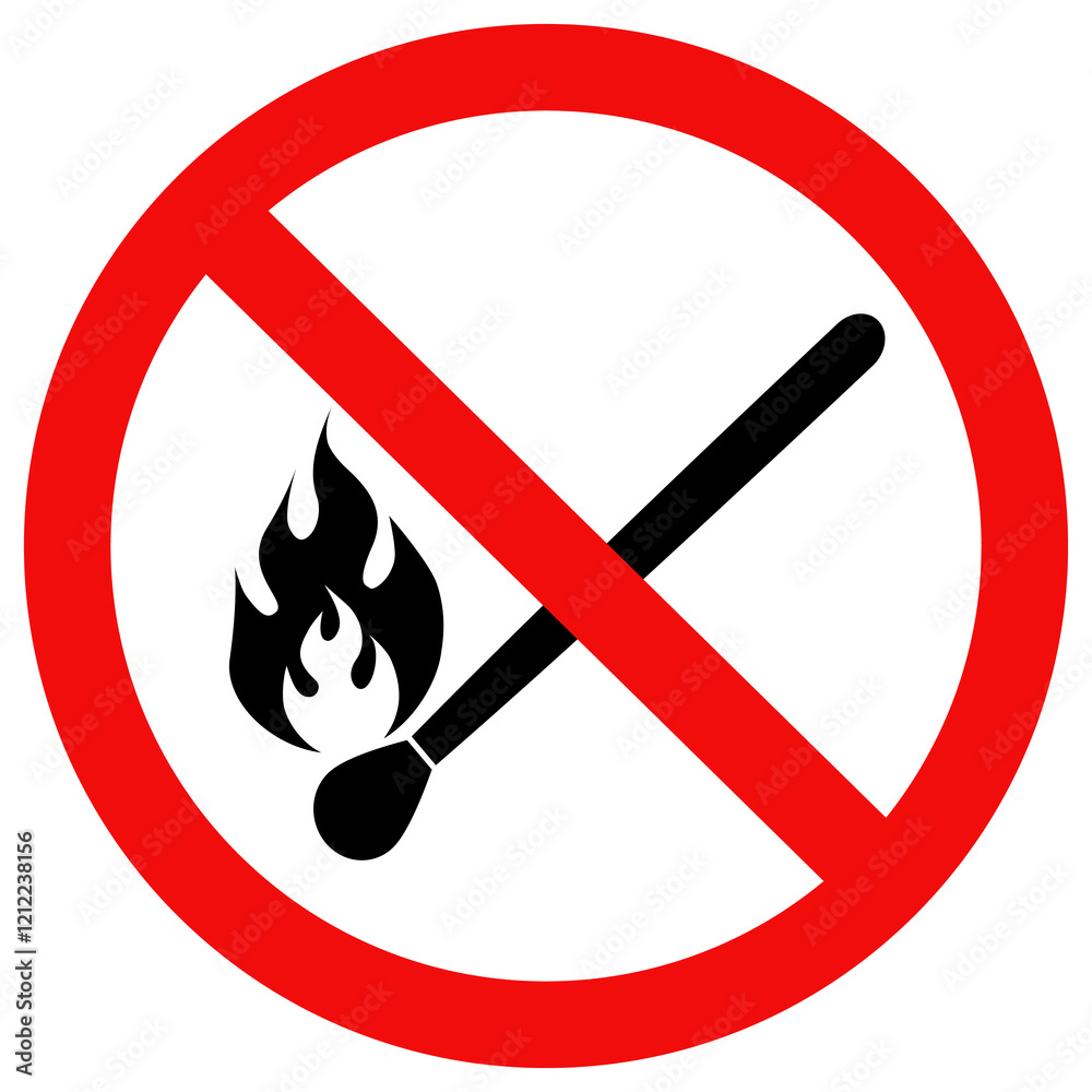 No fire, No lighting matchstick fire prohibition sign.isolated flat style vector design. No fire, No lighting matchstick fire prohibition sign.isolated flat style vector design.