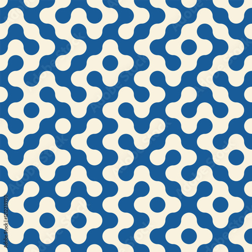 Truchet tile round shapes seamless pattern. Background with rounded lines. Modern mosaic infinity pattern.